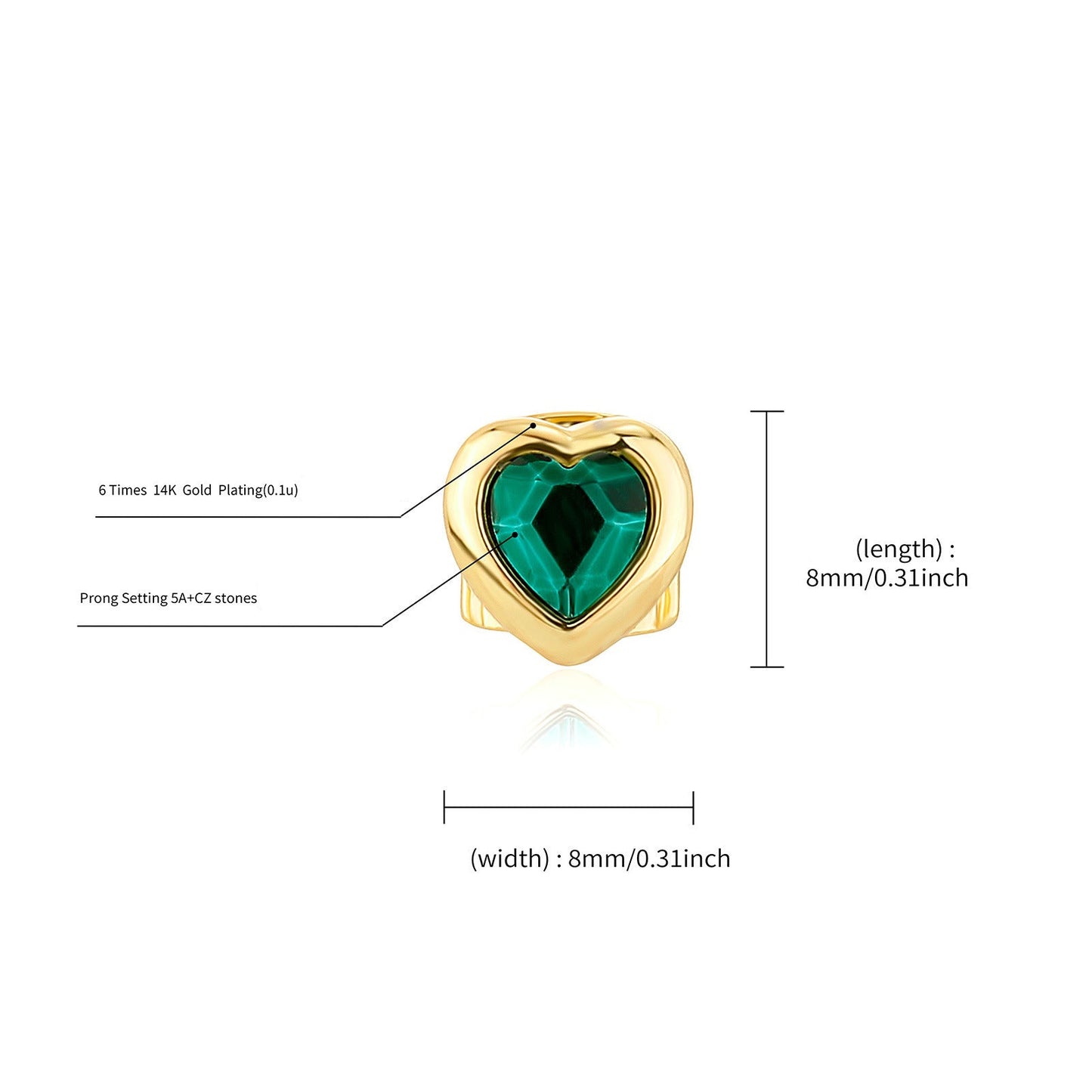 Single Gold Plated CZ Heart Gem Grill