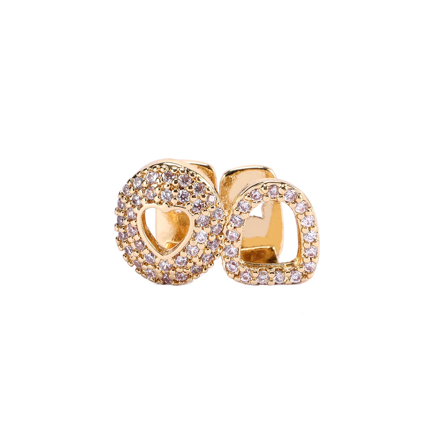 Dual Iced Hollow Tooth and Inverted Heart Grill