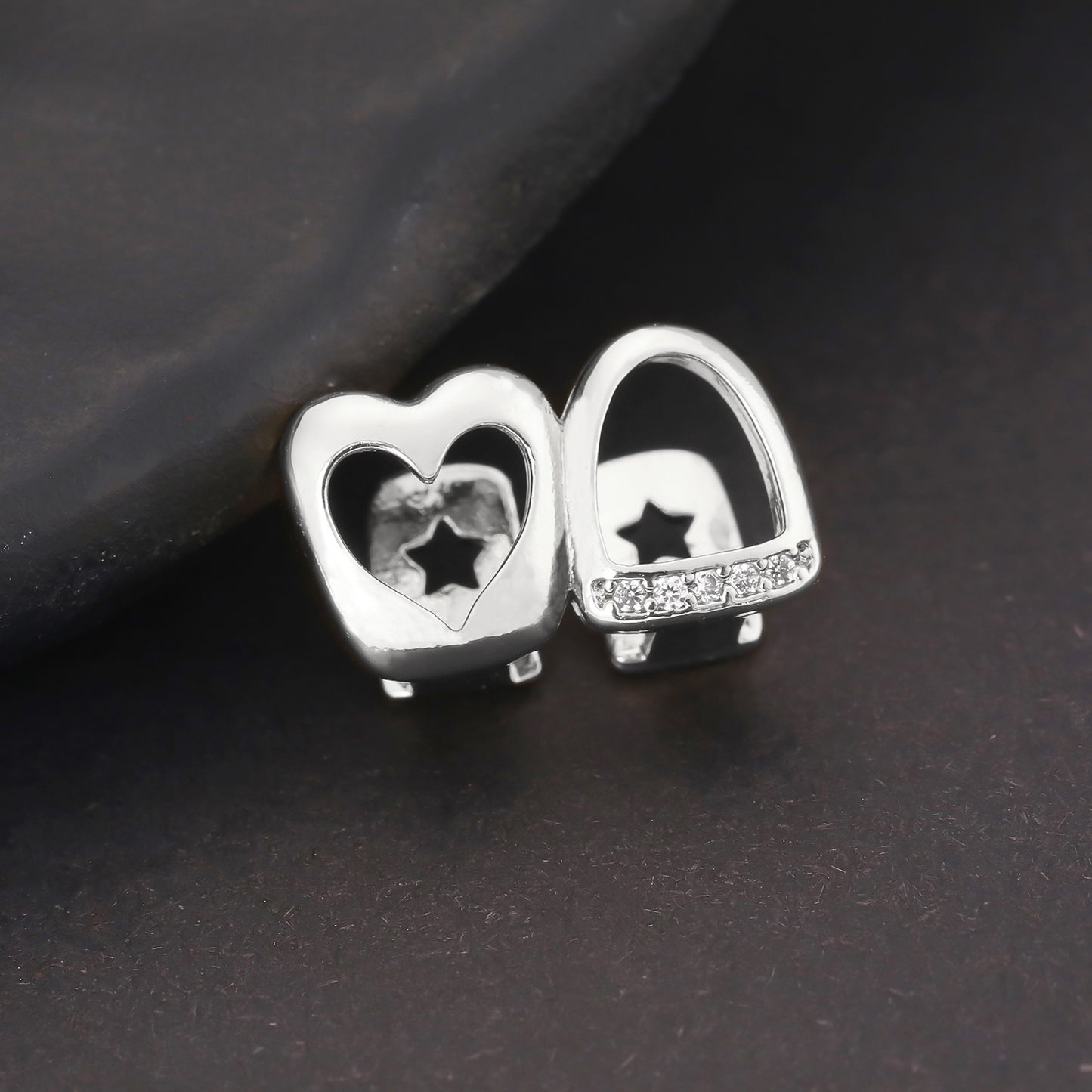 Dual Plated Hollow Heart and Tooth with Ice Line