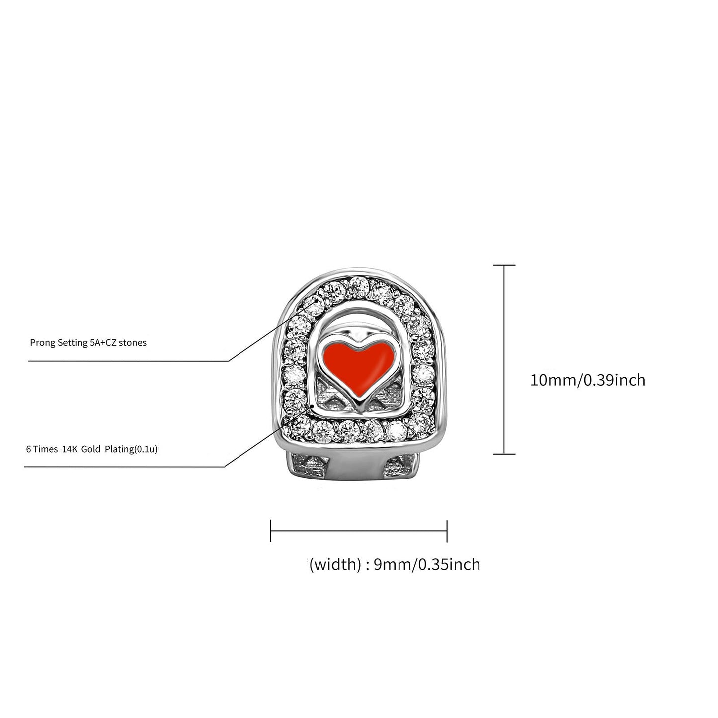 Single Hollow Ice Lined Red Heart Grill