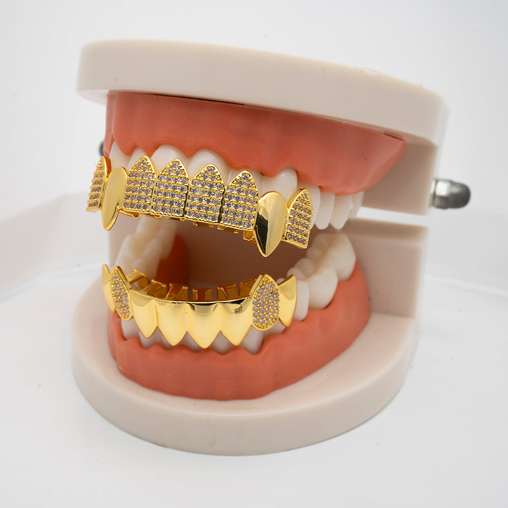 Full Set Iced and Plated Fang Grillz
