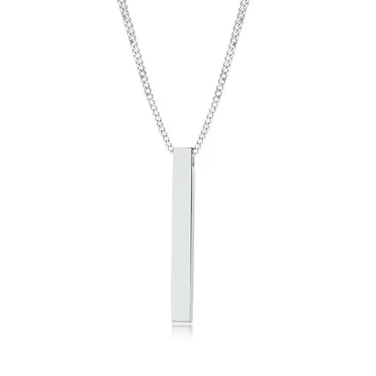 Silver Stainless Steel Rectangle Pendant 23inch/60cm Chain