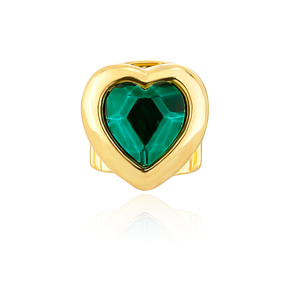 Single Gold Plated CZ Heart Gem Grill