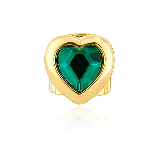 Single Gold Plated CZ Heart Gem Grill