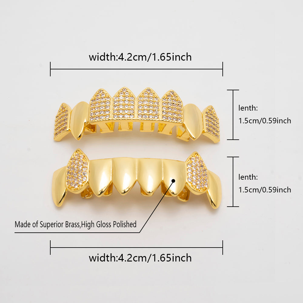 Full Set Iced and Plated Fang Grillz