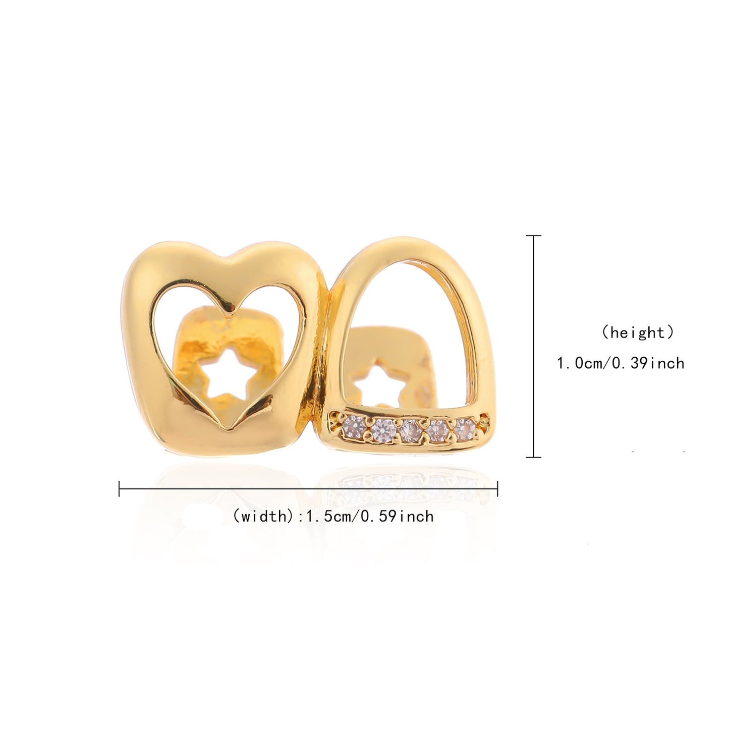 Dual Plated Hollow Heart and Tooth with Ice Line