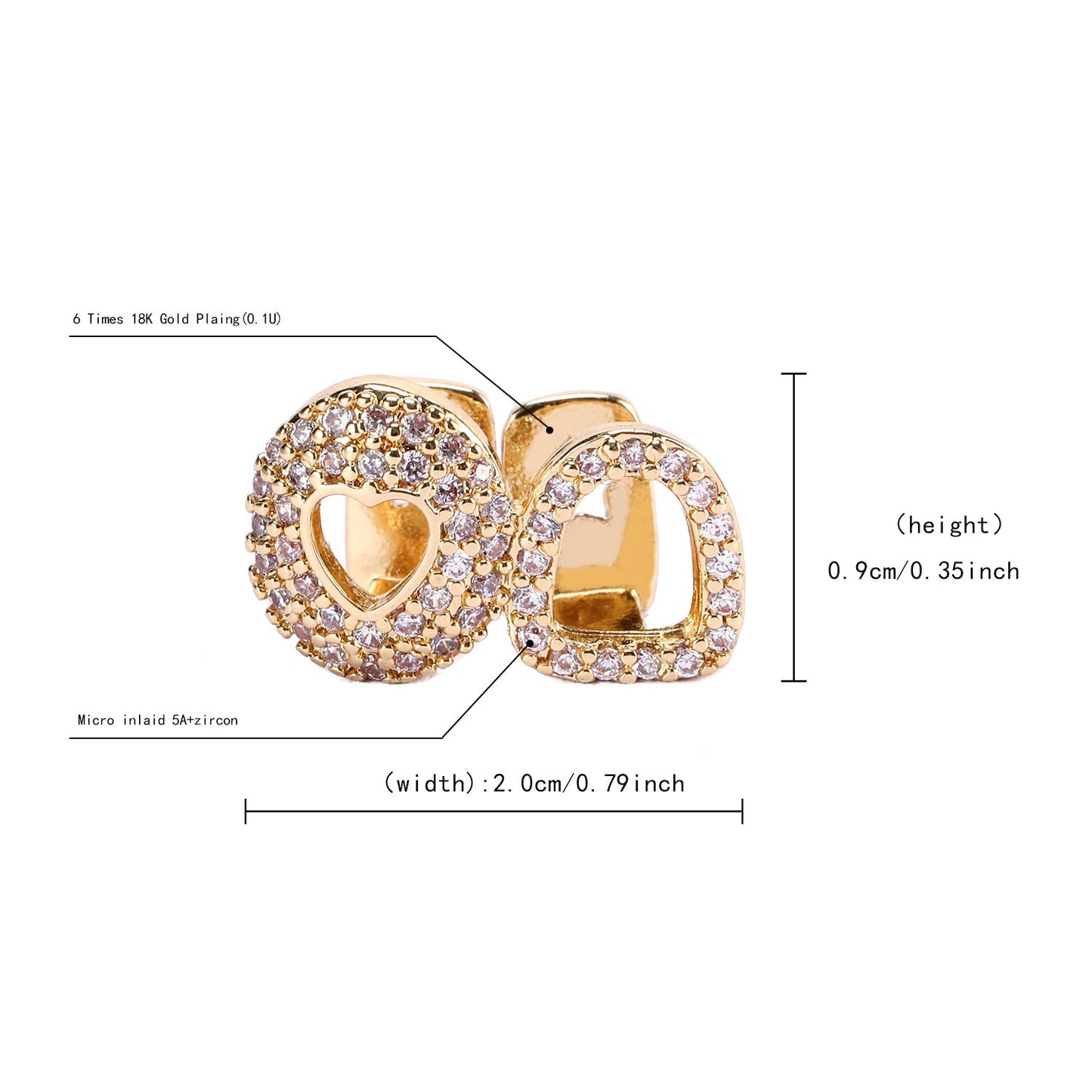 Dual Iced Hollow Tooth and Inverted Heart Grill