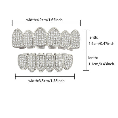 Full Set Iced Silver Lining Grillz