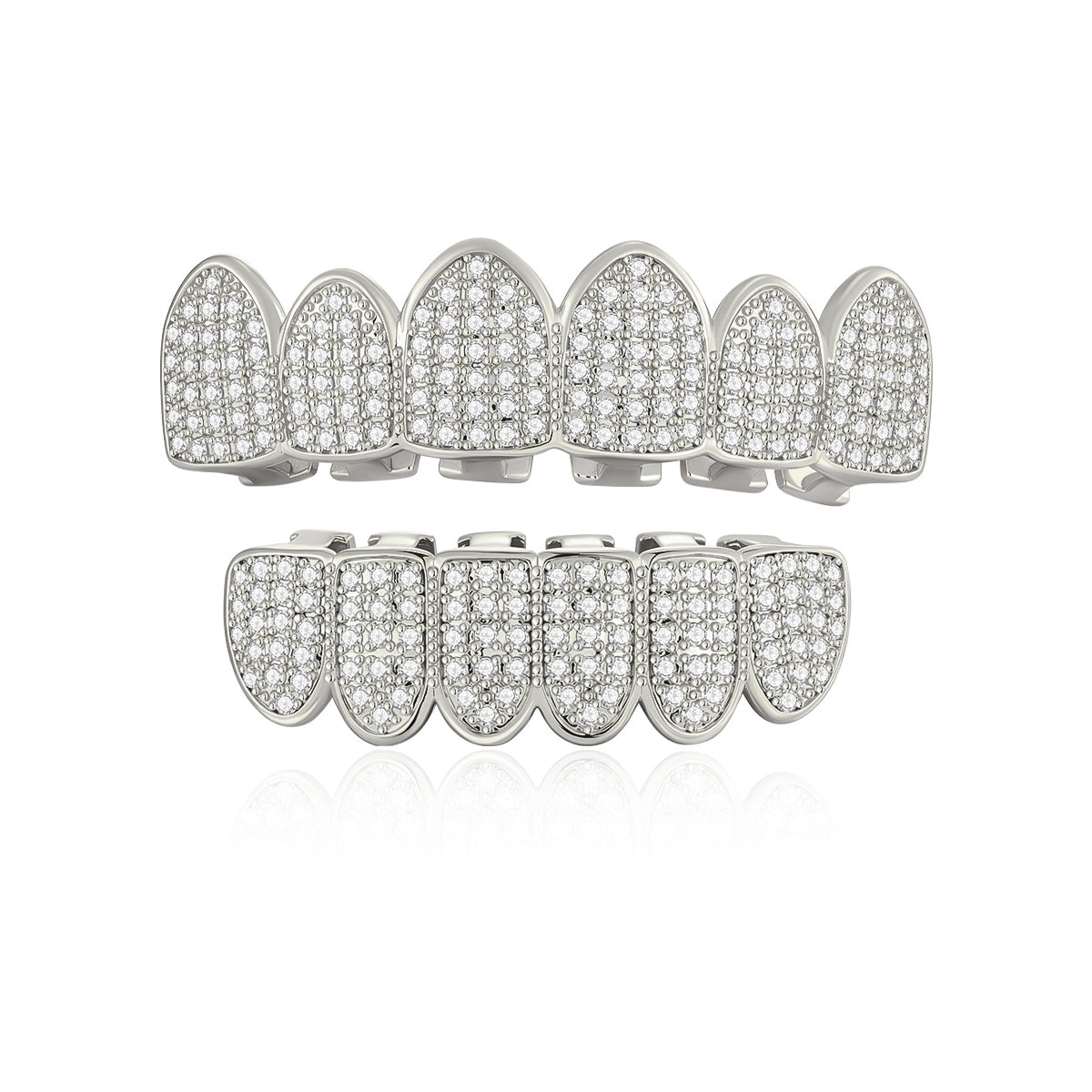 Full Set Iced Silver Lining Grillz