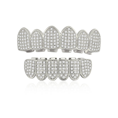 Full Set Iced Silver Lining Grillz
