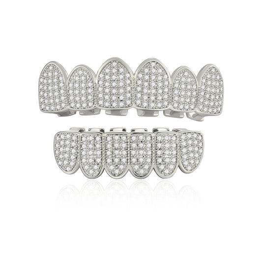 Full Set Iced Silver Lining Grillz