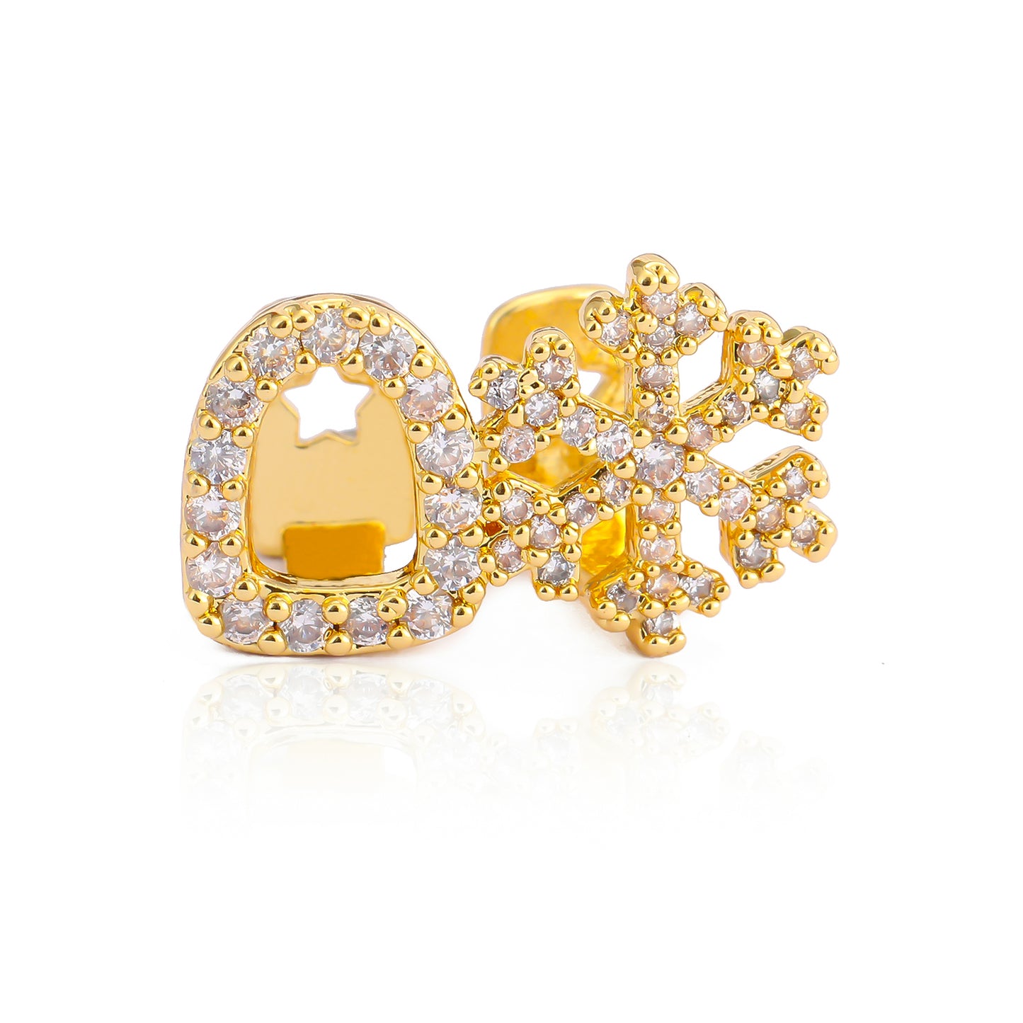 Dual Hollow Iced Tooth and Snowflake Grill