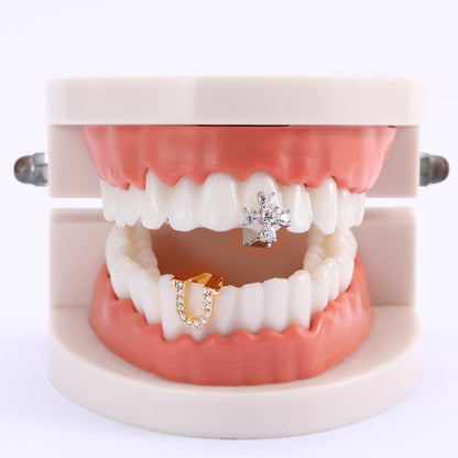 Single Brilliant and Heart Cut Gem Grill