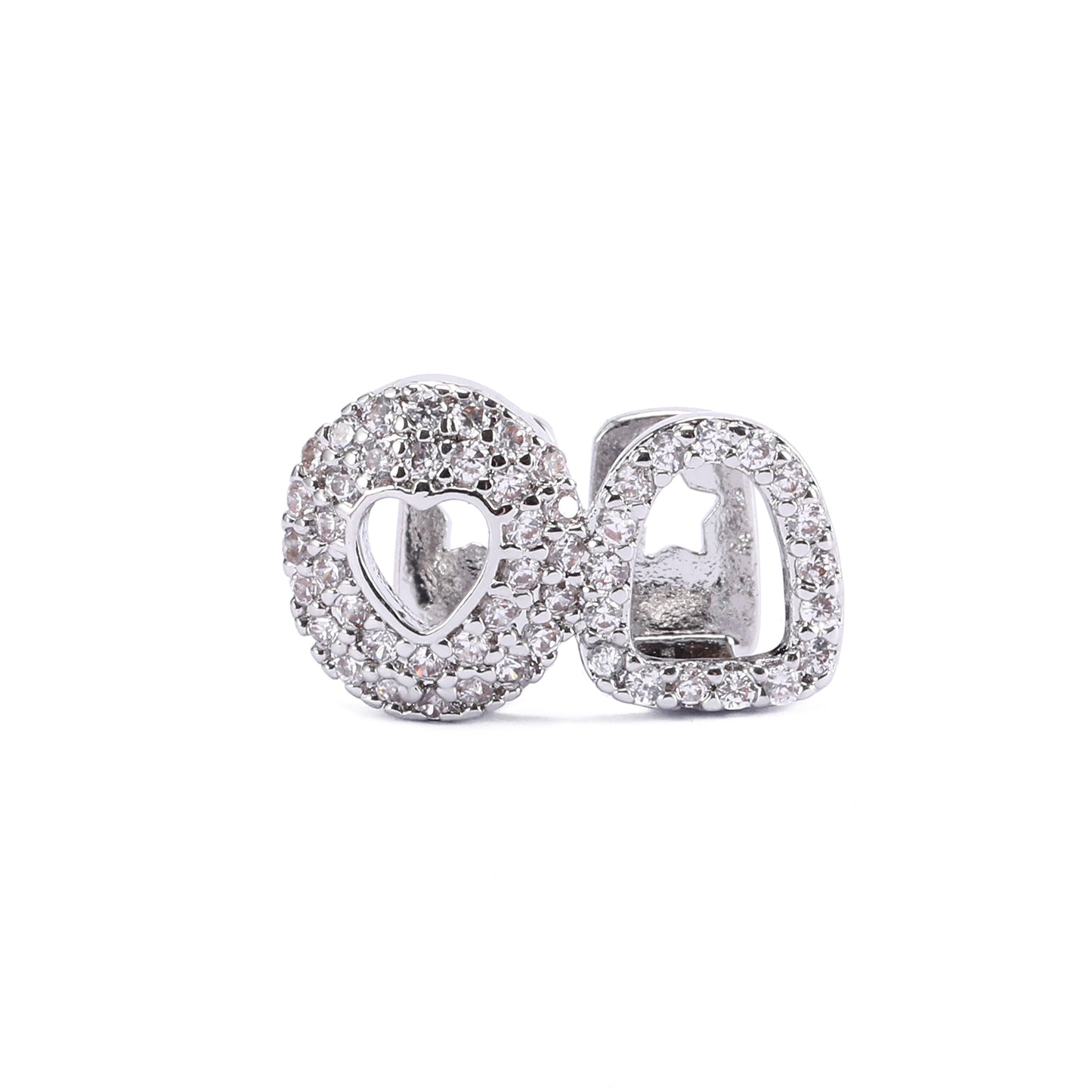 Dual Iced Hollow Tooth and Inverted Heart Grill