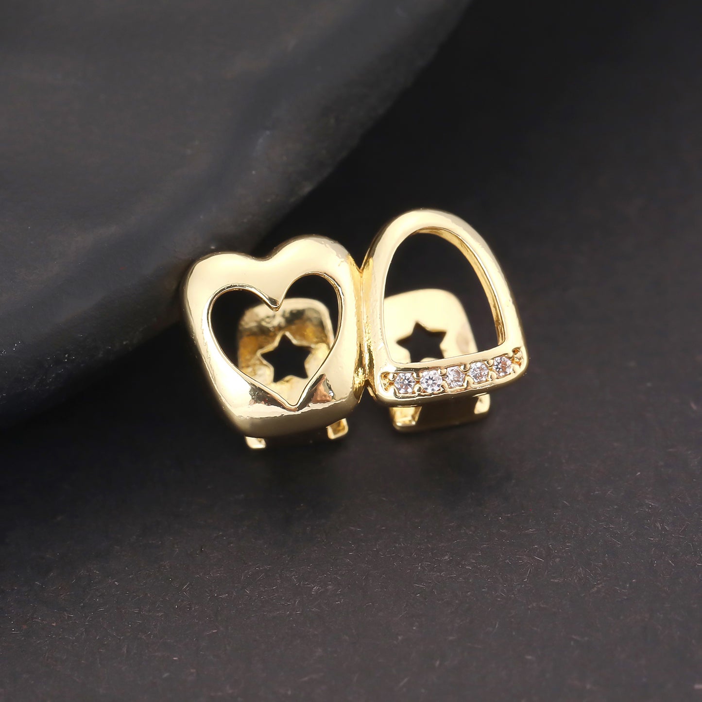 Dual Plated Hollow Heart and Tooth with Ice Line