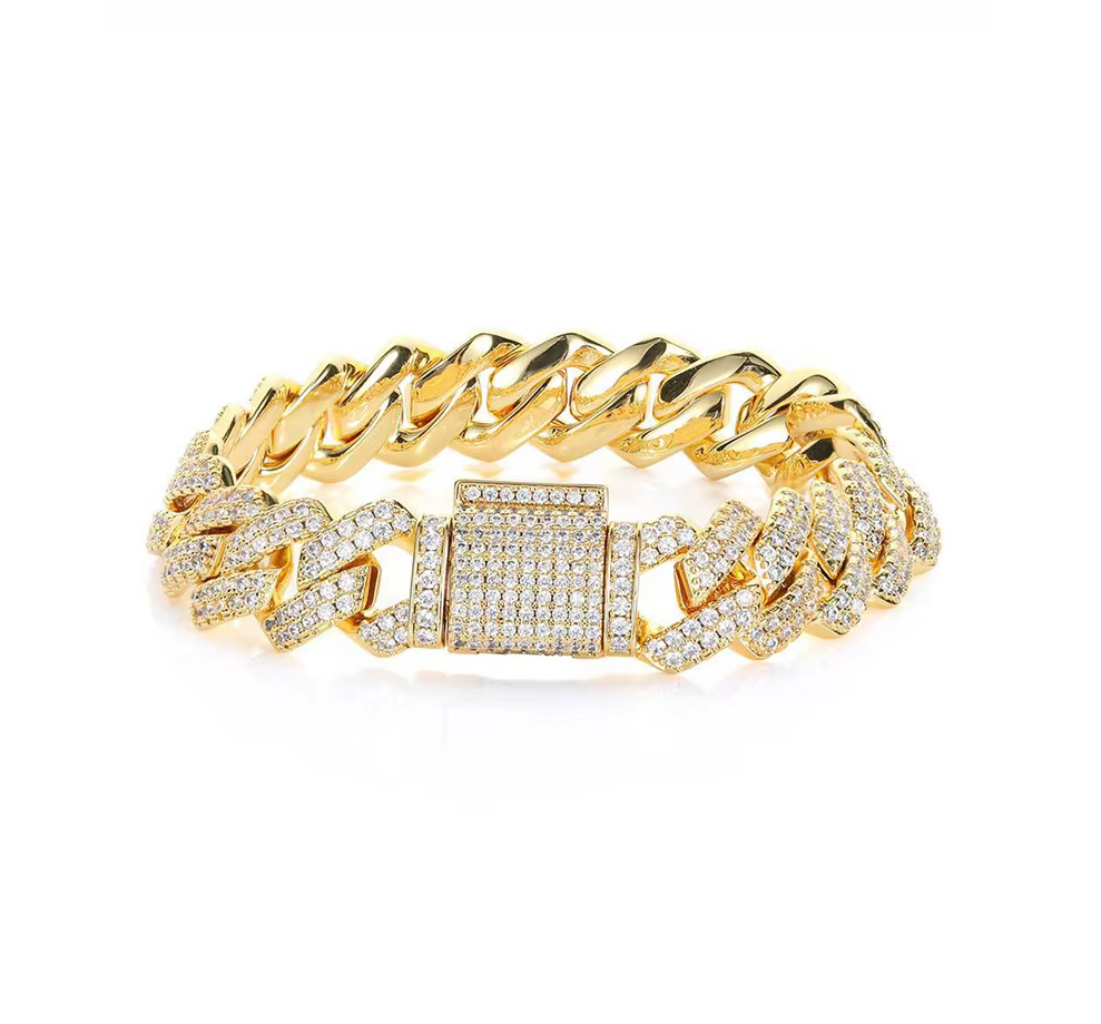 14MM Zircon Iced Cuban Chain Bracelet