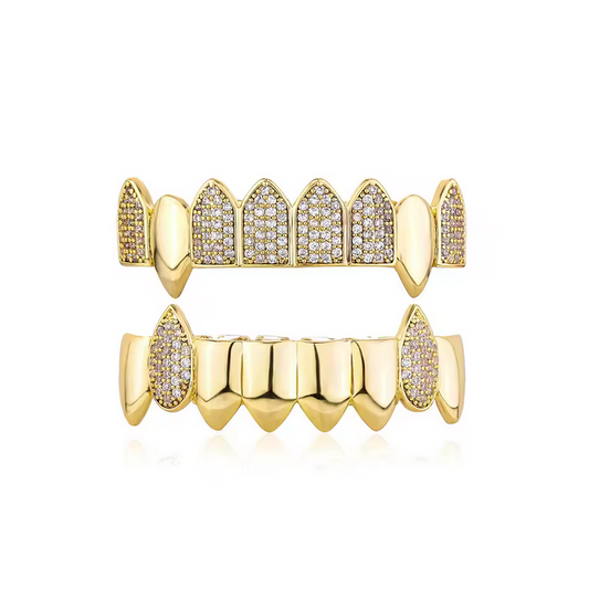Full Set Iced and Plated Fang Grillz