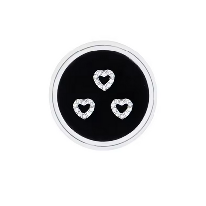 3 Piece White Hollow Heart Gems