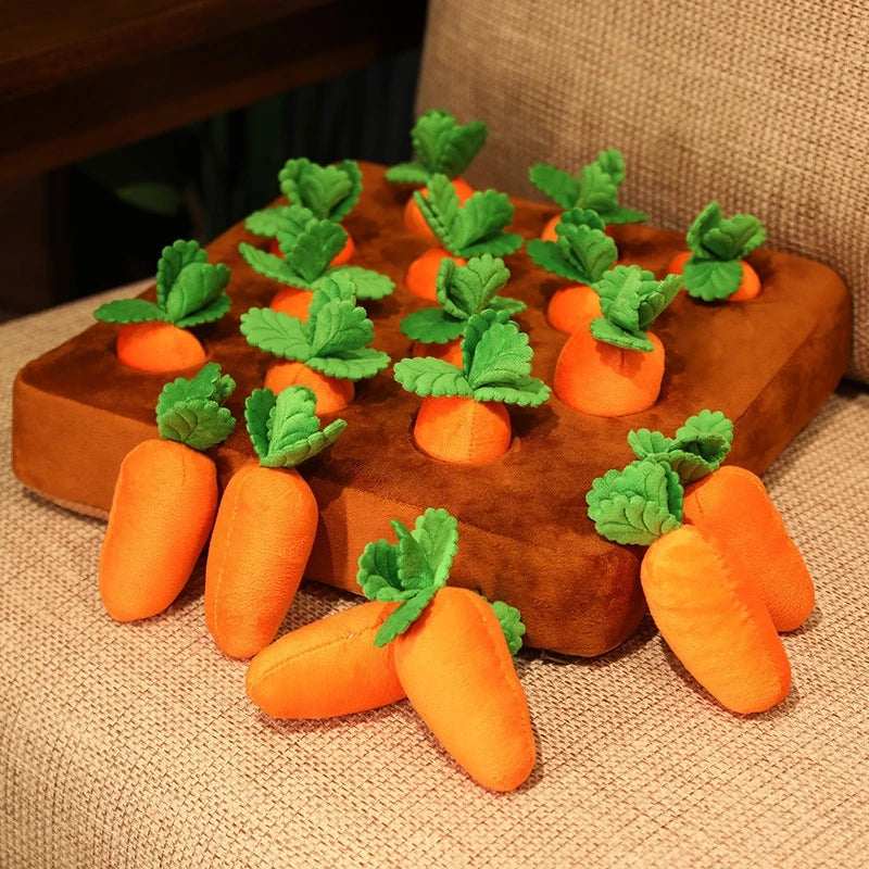 Dog Carrot Plush Toy Interactive Dog Toys Plush Puzzle Toys 2 in 1 Non-Slip Nosework Feed Games for Aggressive Chewers Pet