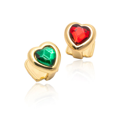 Single Gold Plated CZ Heart Gem Grill