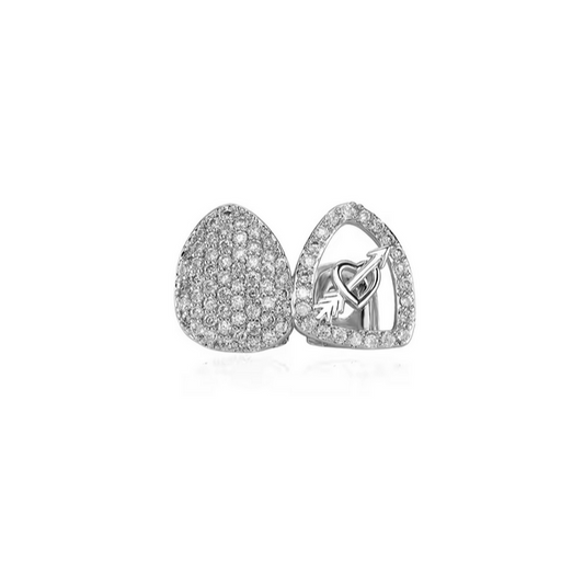 Dual Iced Tooth and Arrow Heart Grill